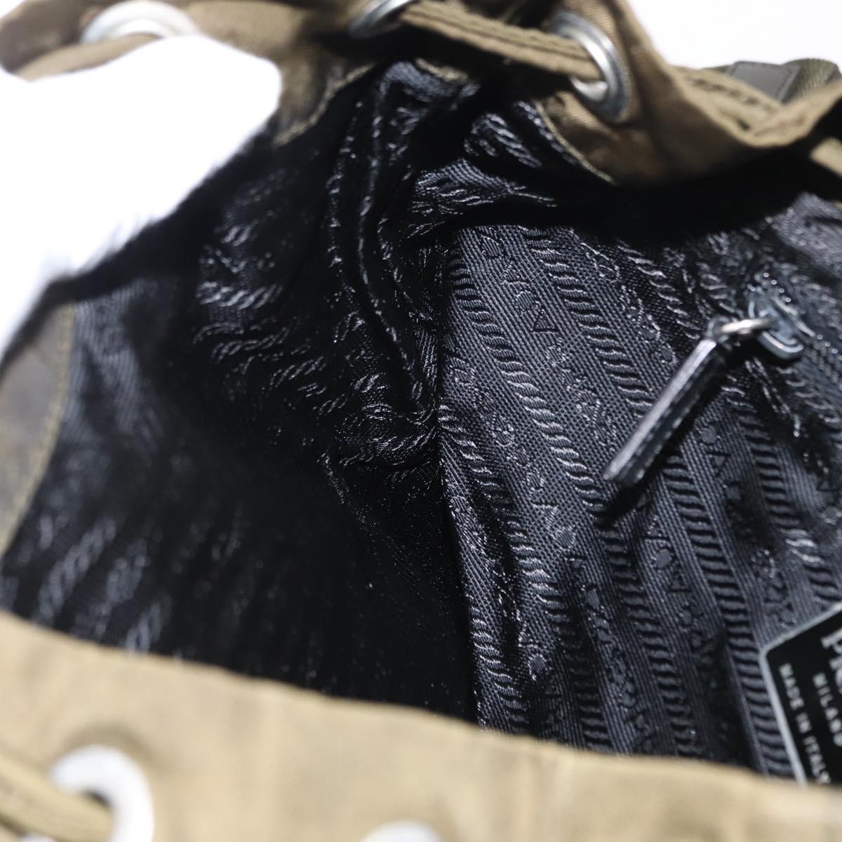 PRADA Backpack Nylon Khaki Silver Auth 154531