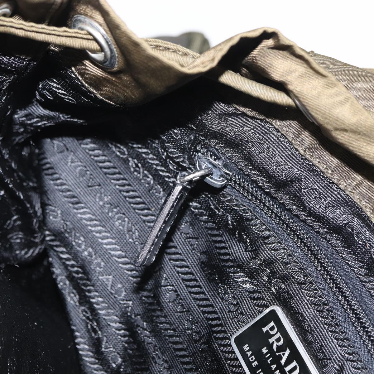 PRADA Backpack Nylon Khaki Silver Auth 154531