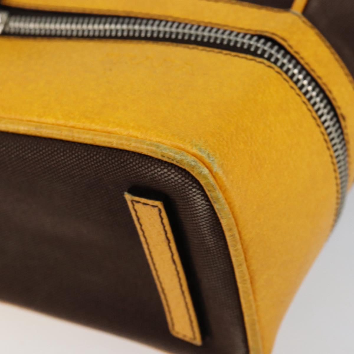 PRADA Hand Bag Canvas Yellow Brown Auth 154533