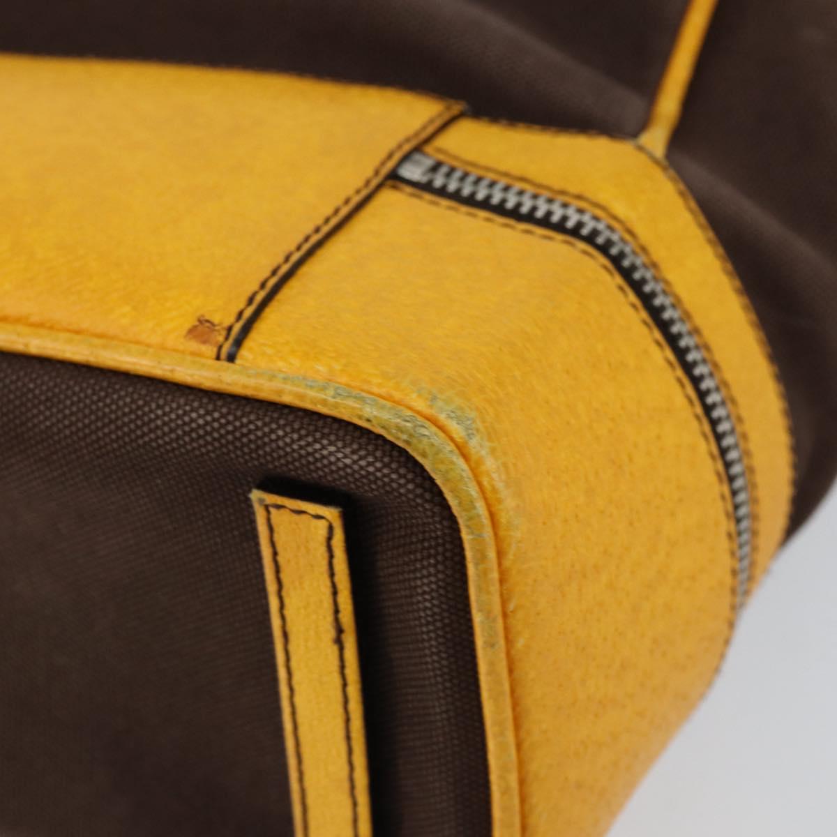 PRADA Hand Bag Canvas Yellow Brown Auth 154533