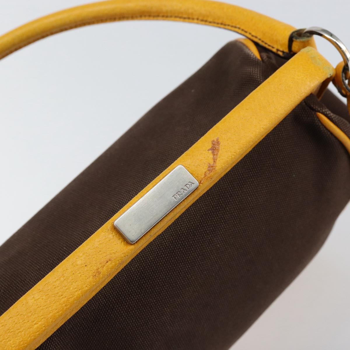 PRADA Hand Bag Canvas Yellow Brown Auth 154533