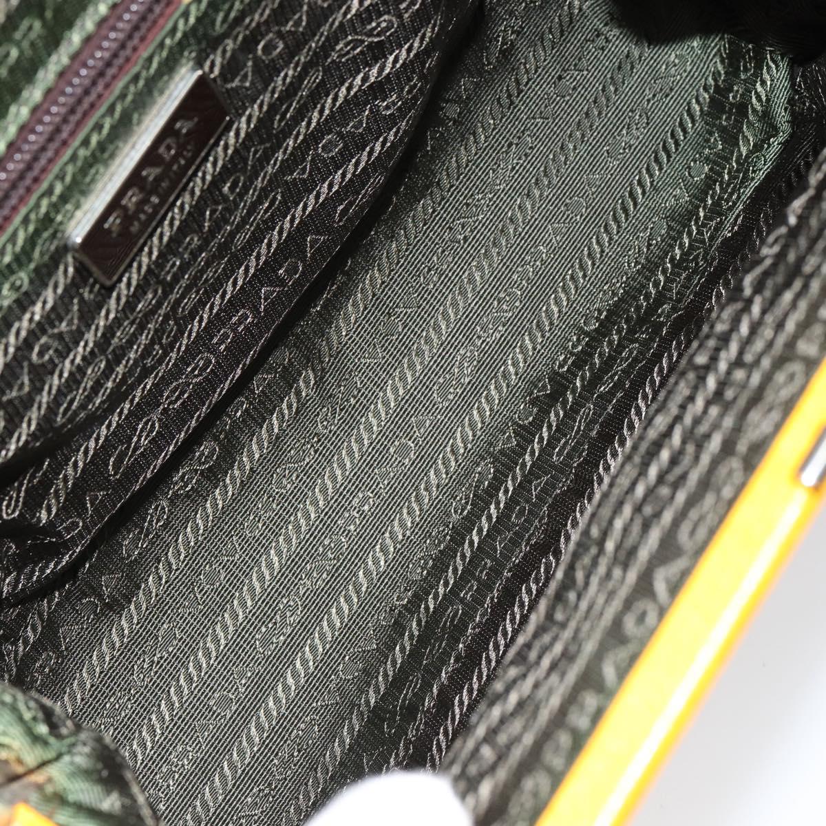 PRADA Hand Bag Canvas Yellow Brown Auth 154533