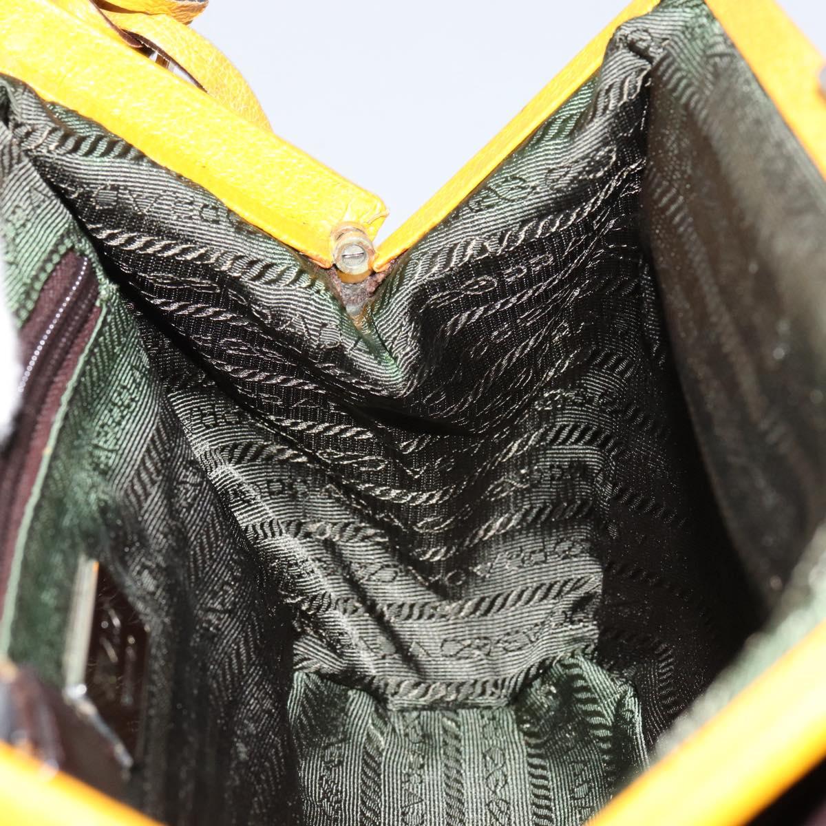 PRADA Hand Bag Canvas Yellow Brown Auth 154533