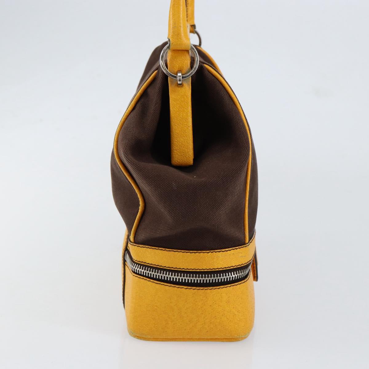 PRADA Hand Bag Canvas Yellow Brown Auth 154533