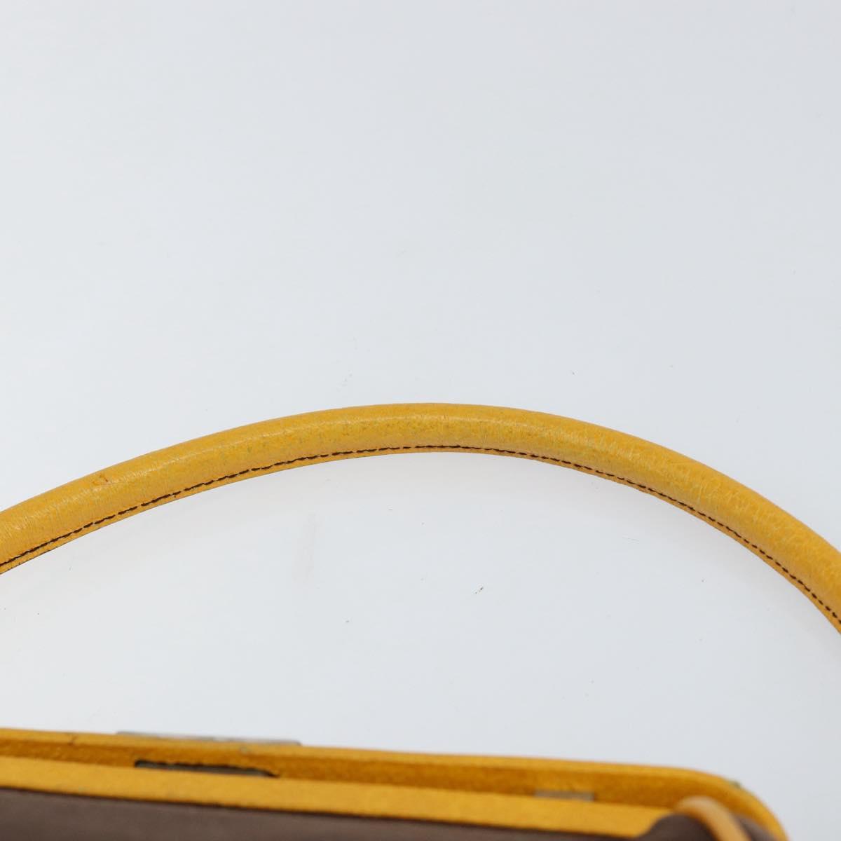 PRADA Hand Bag Canvas Yellow Brown Auth 154533