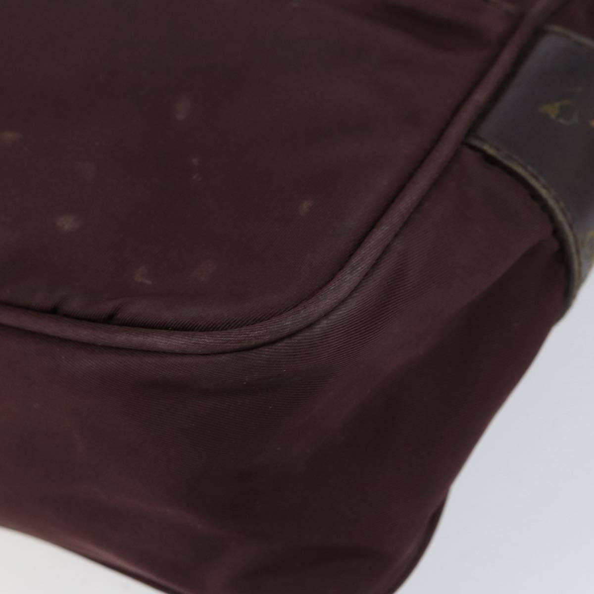 PRADA Shoulder Bag Nylon Bordeaux Silver Auth 154535