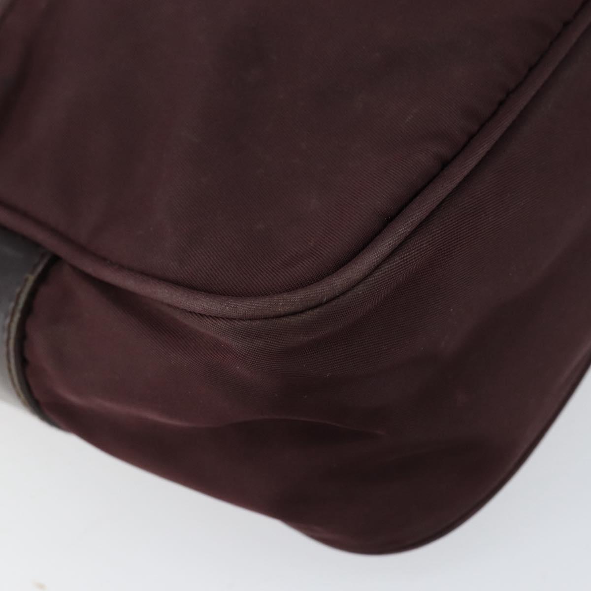 PRADA Shoulder Bag Nylon Bordeaux Silver Auth 154535