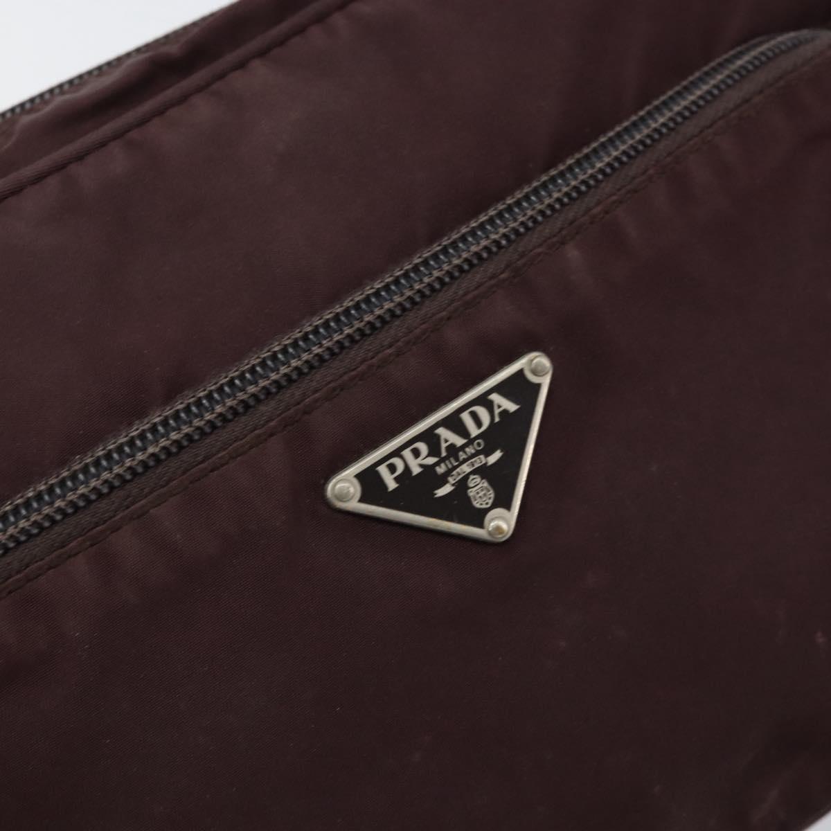 PRADA Shoulder Bag Nylon Bordeaux Silver Auth 154535