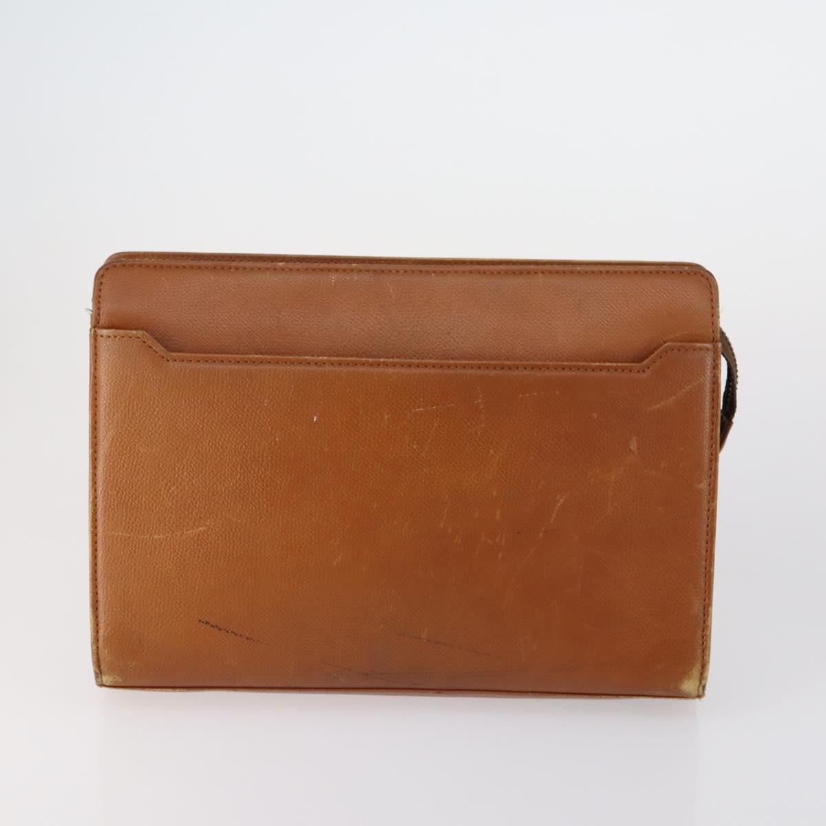 SAINT LAURENT Clutch Bag Leather 2 Set Beige Brown Auth 154537