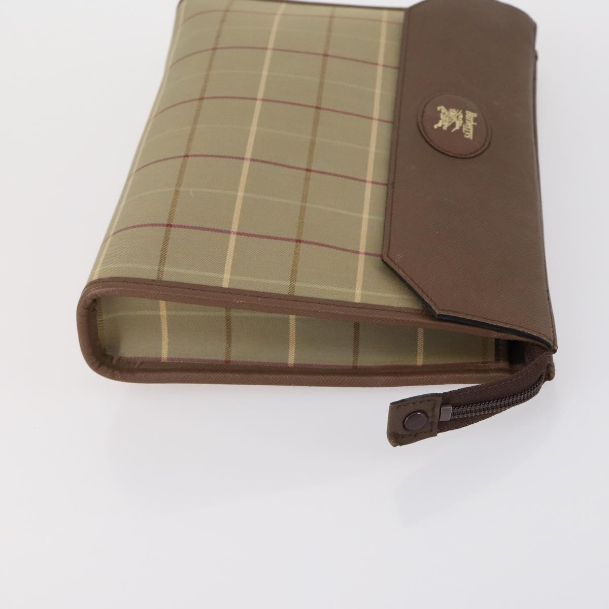 Burberrys Nova Check Clutch Bag Canvas Leather 2 Set Black Beige Auth 154538