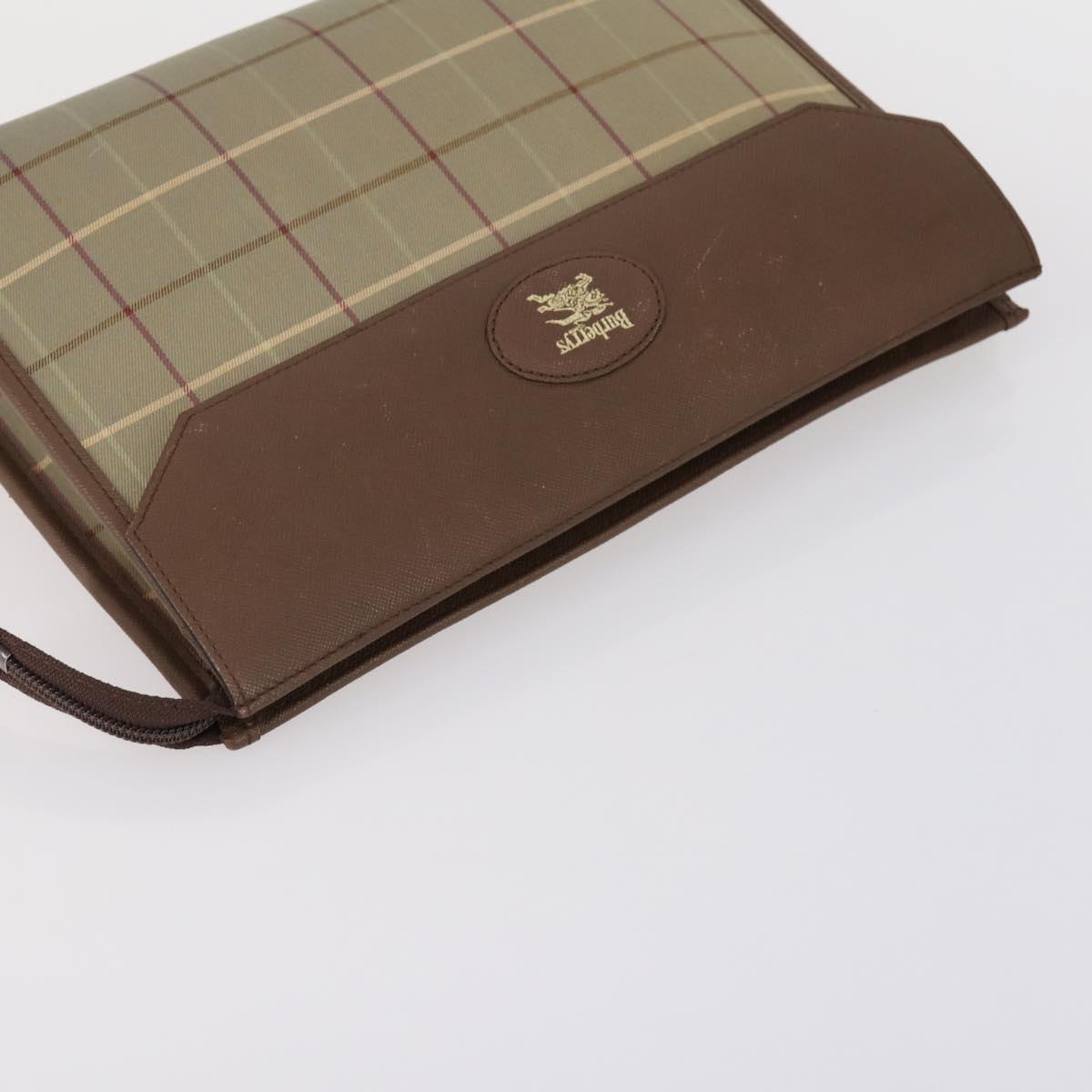 Burberrys Nova Check Clutch Bag Canvas Leather 2 Set Black Beige Auth 154538