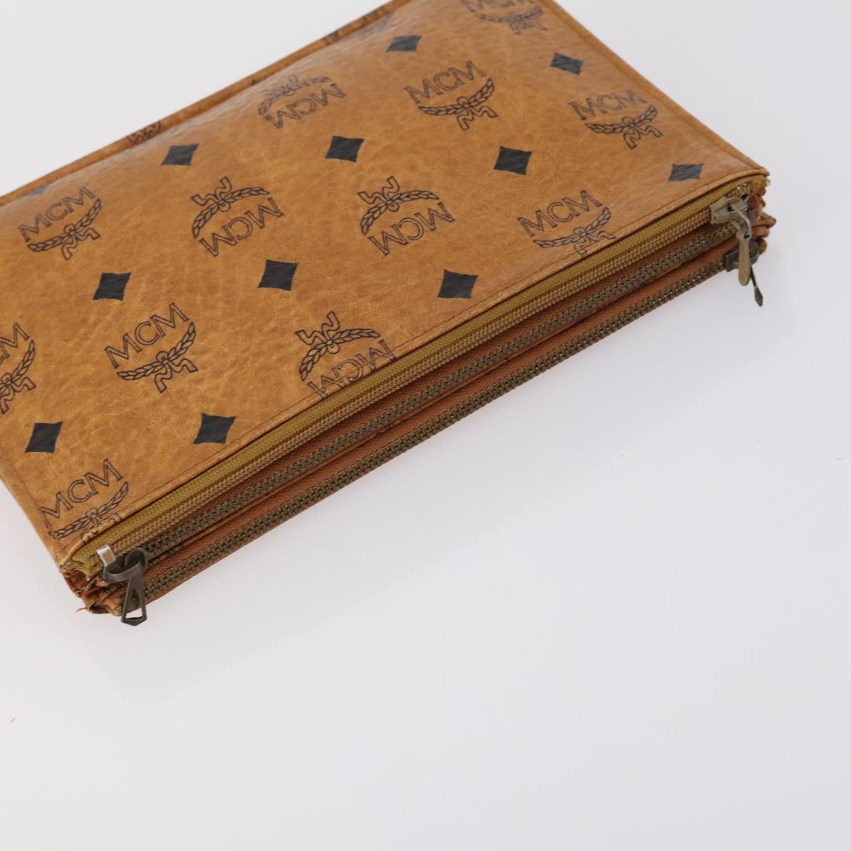 FENDI MCM Zucchino Canvas Vicetos Logogram Bag PVC 2 Set Brown Beige Auth 154539