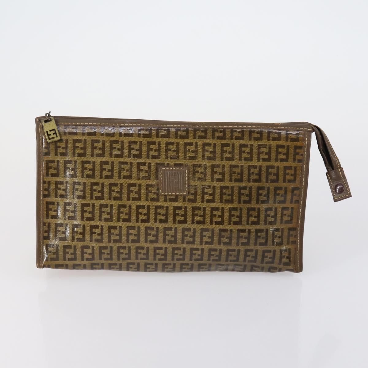 FENDI MCM Zucchino Canvas Vicetos Logogram Bag PVC 2 Set Brown Beige Auth 154539