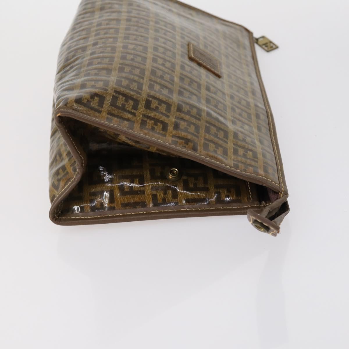 FENDI MCM Zucchino Canvas Vicetos Logogram Bag PVC 2 Set Brown Beige Auth 154539