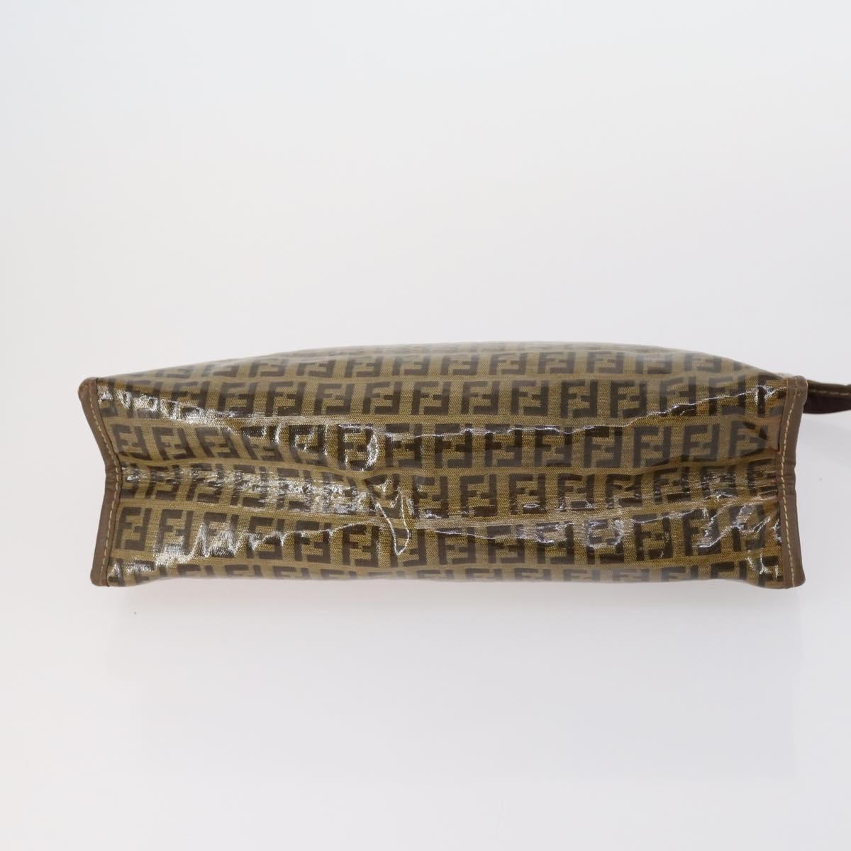 FENDI MCM Zucchino Canvas Vicetos Logogram Bag PVC 2 Set Brown Beige Auth 154539
