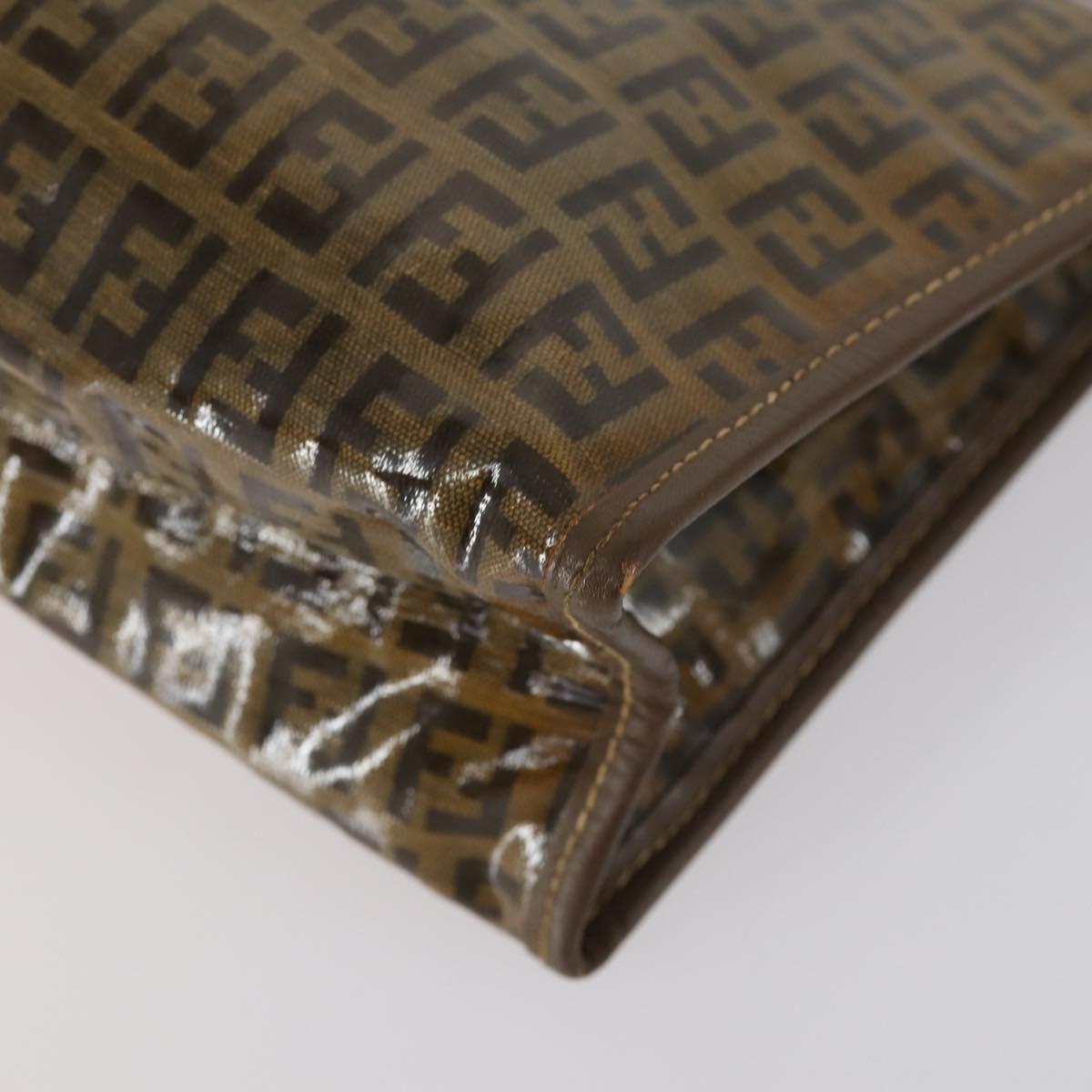 FENDI MCM Zucchino Canvas Vicetos Logogram Bag PVC 2 Set Brown Beige Auth 154539