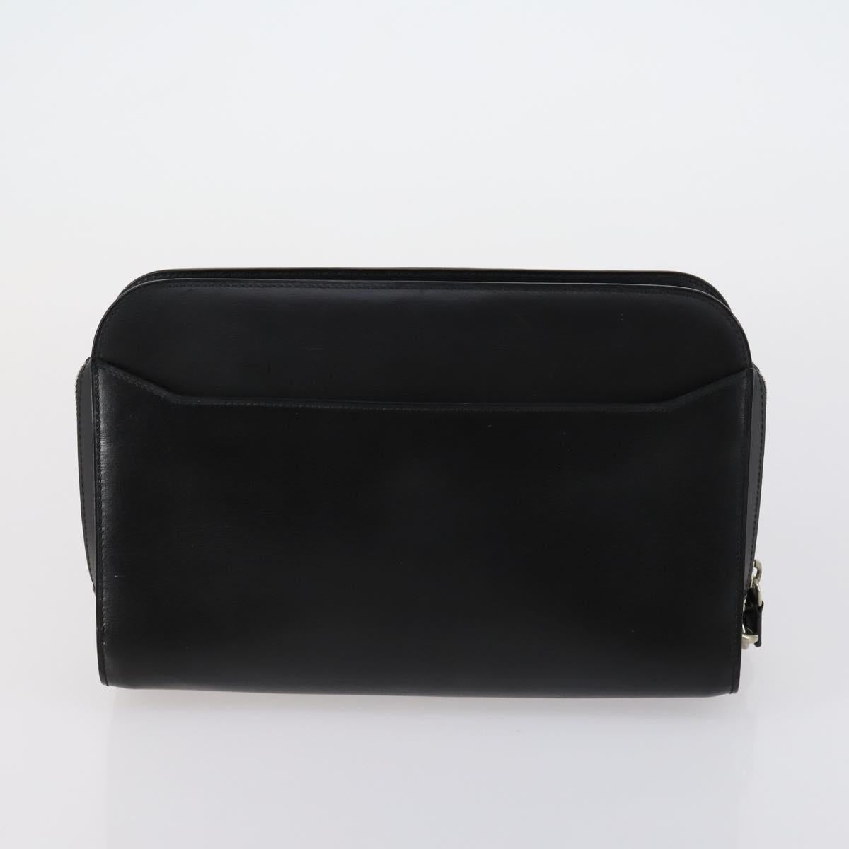 CARTIER Clutch Bag Leather 2 Set Bordeaux Black Auth 154541