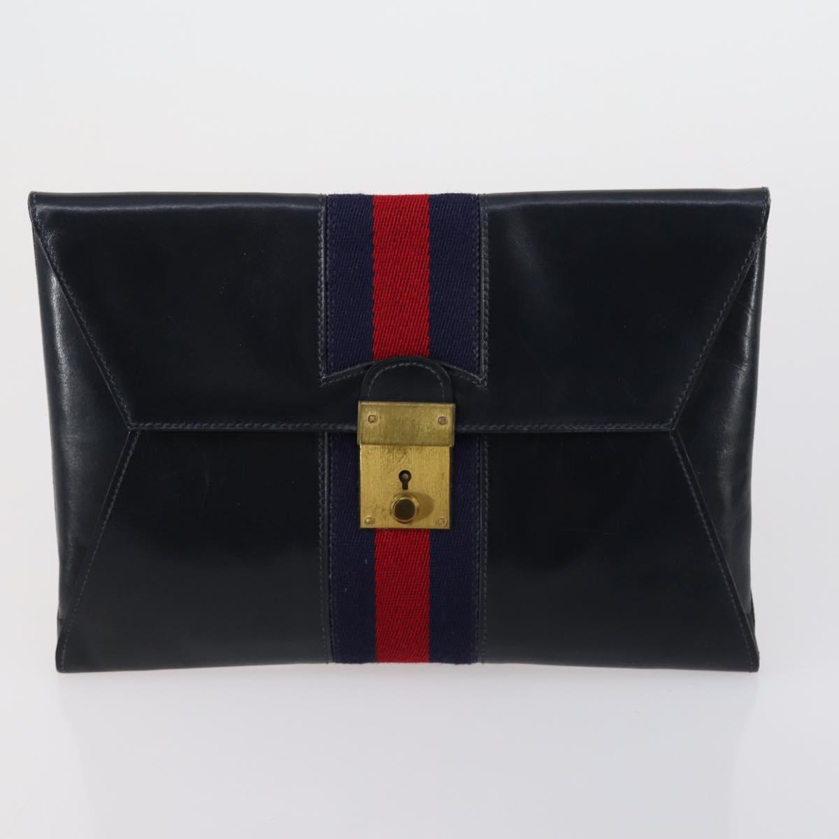 GUCCI GG Plus Supreme Bag PVC Leather Nylon 4 Set Navy Beige black Auth 154542