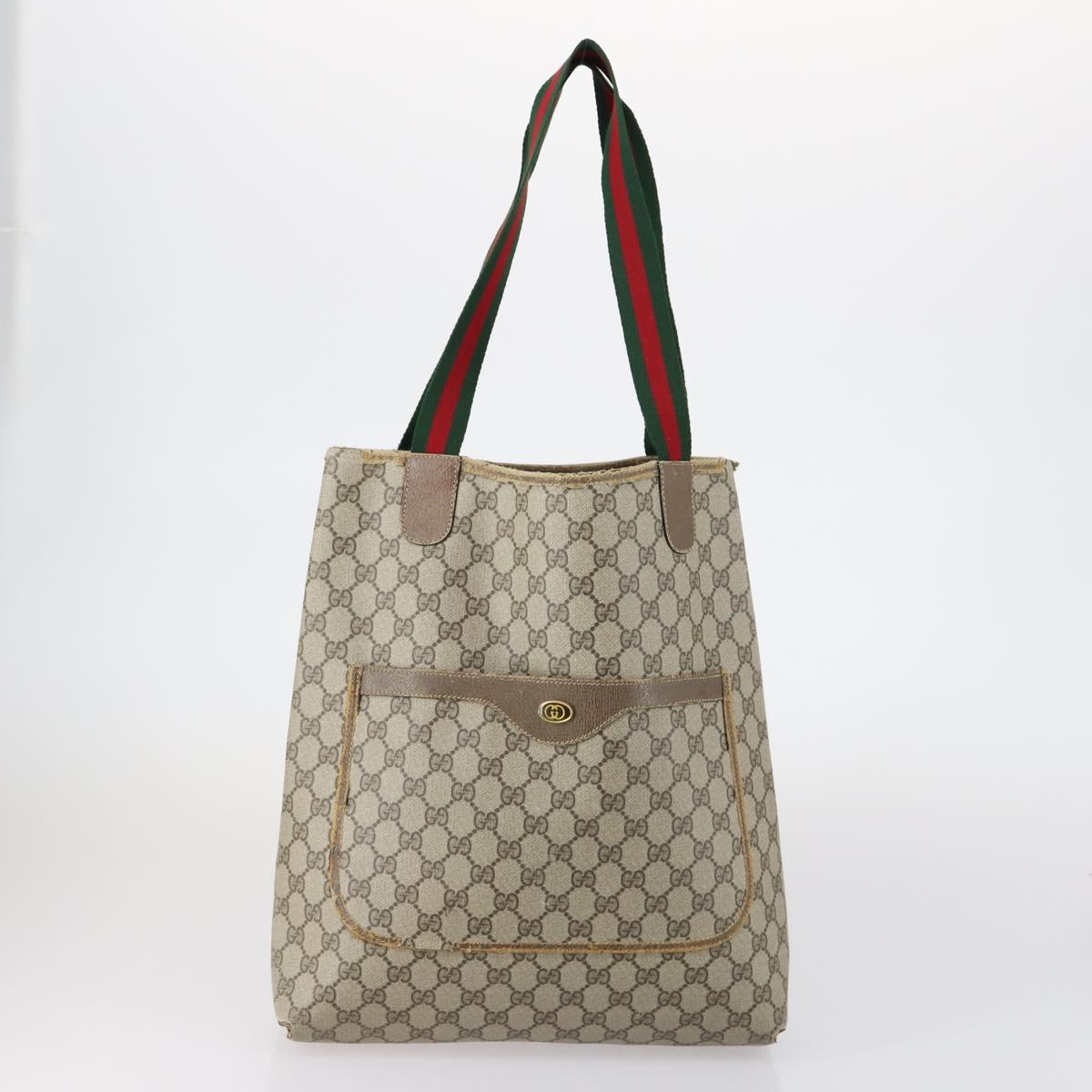 GUCCI GG Supreme Canvas Shoulder Bag PVC Leather 4 Set Black Beige Auth 154546