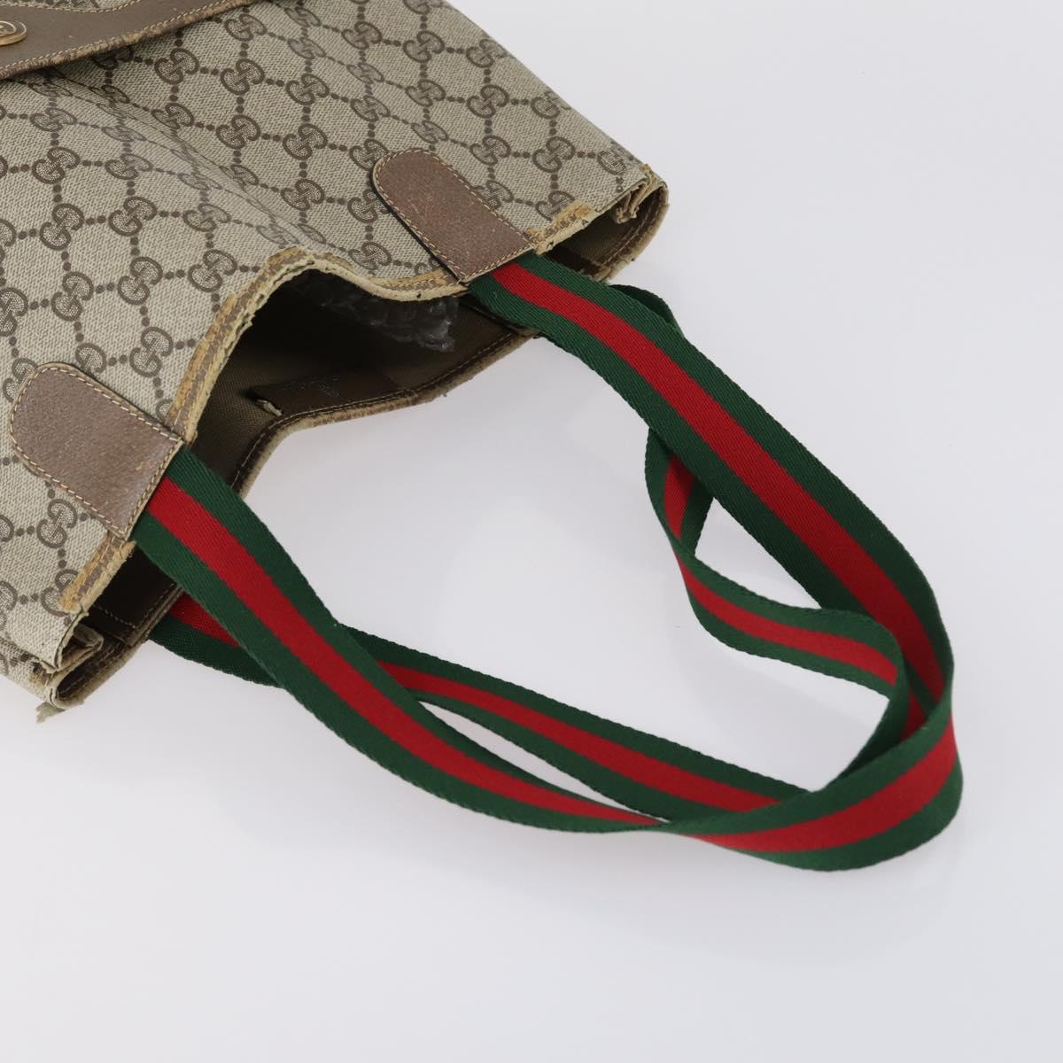 GUCCI GG Supreme Canvas Shoulder Bag PVC Leather 4 Set Black Beige Auth 154546