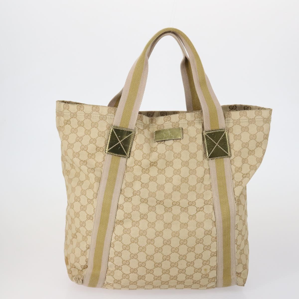 GUCCI GG Supreme Canvas Shoulder Bag PVC Leather 4 Set Black Beige Auth 154546