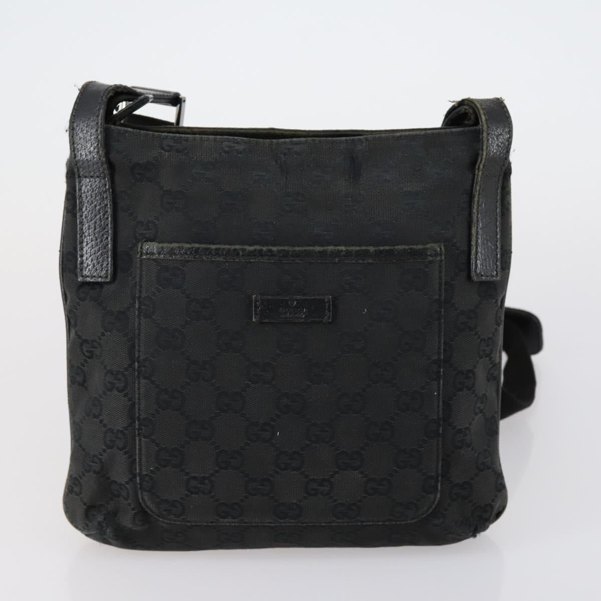 GUCCI GG Supreme Canvas Shoulder Bag PVC Leather 4 Set Black Beige Auth 154546