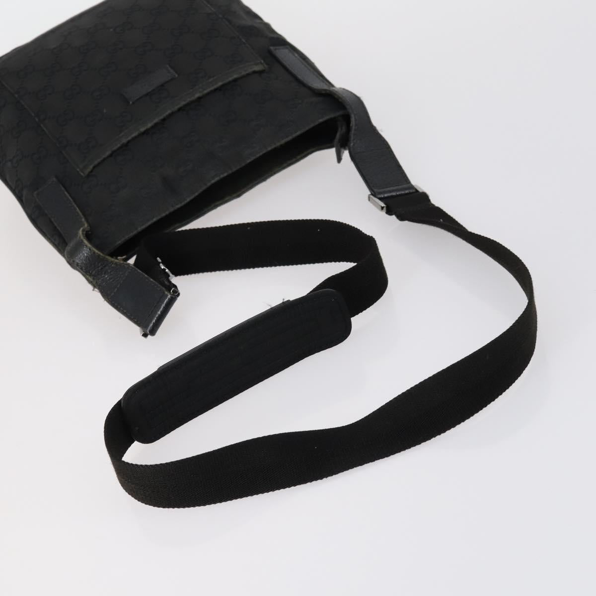 GUCCI GG Supreme Canvas Shoulder Bag PVC Leather 4 Set Black Beige Auth 154546