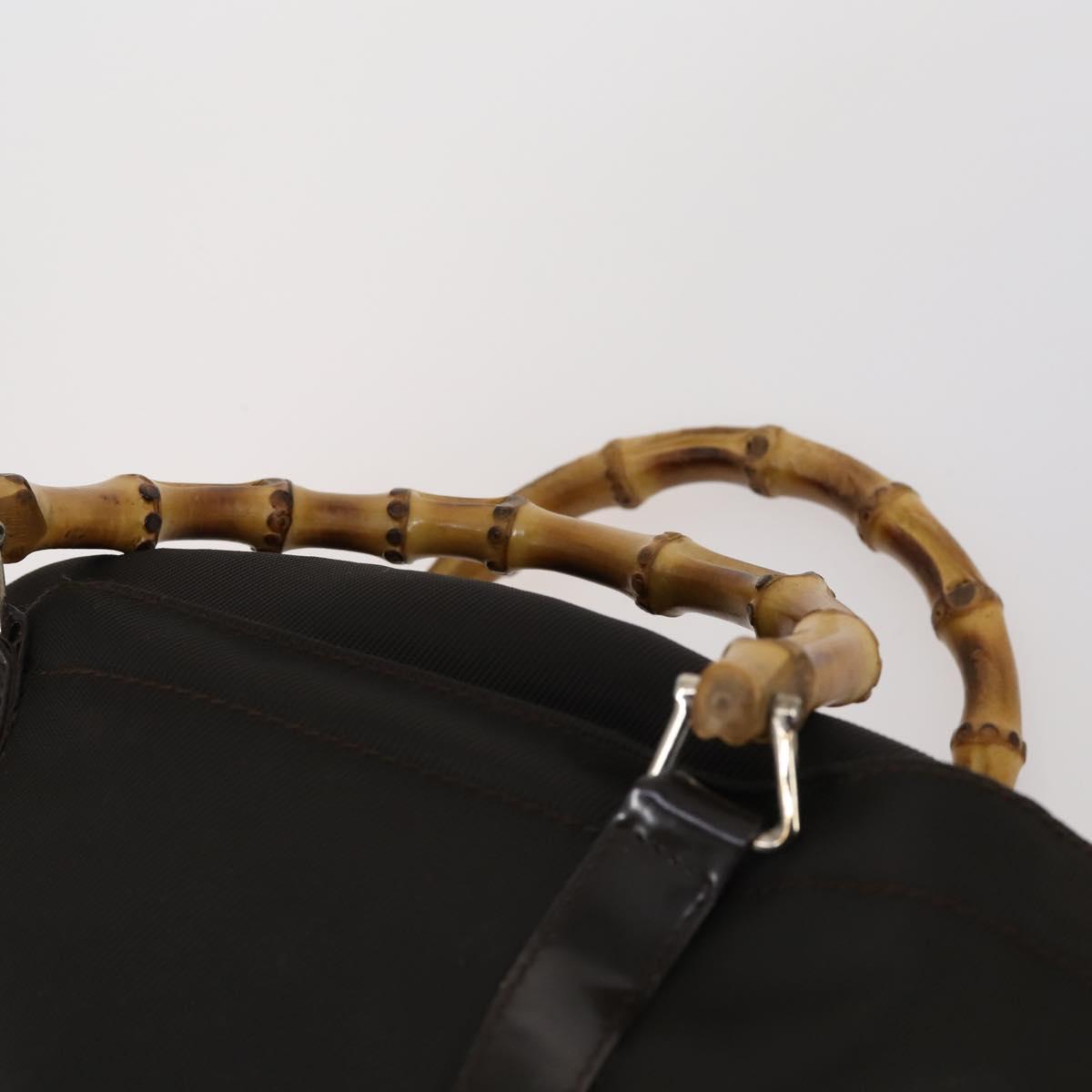 GUCCI Hand Bag Nylon Patent 4 Set Khaki Black Auth 154547