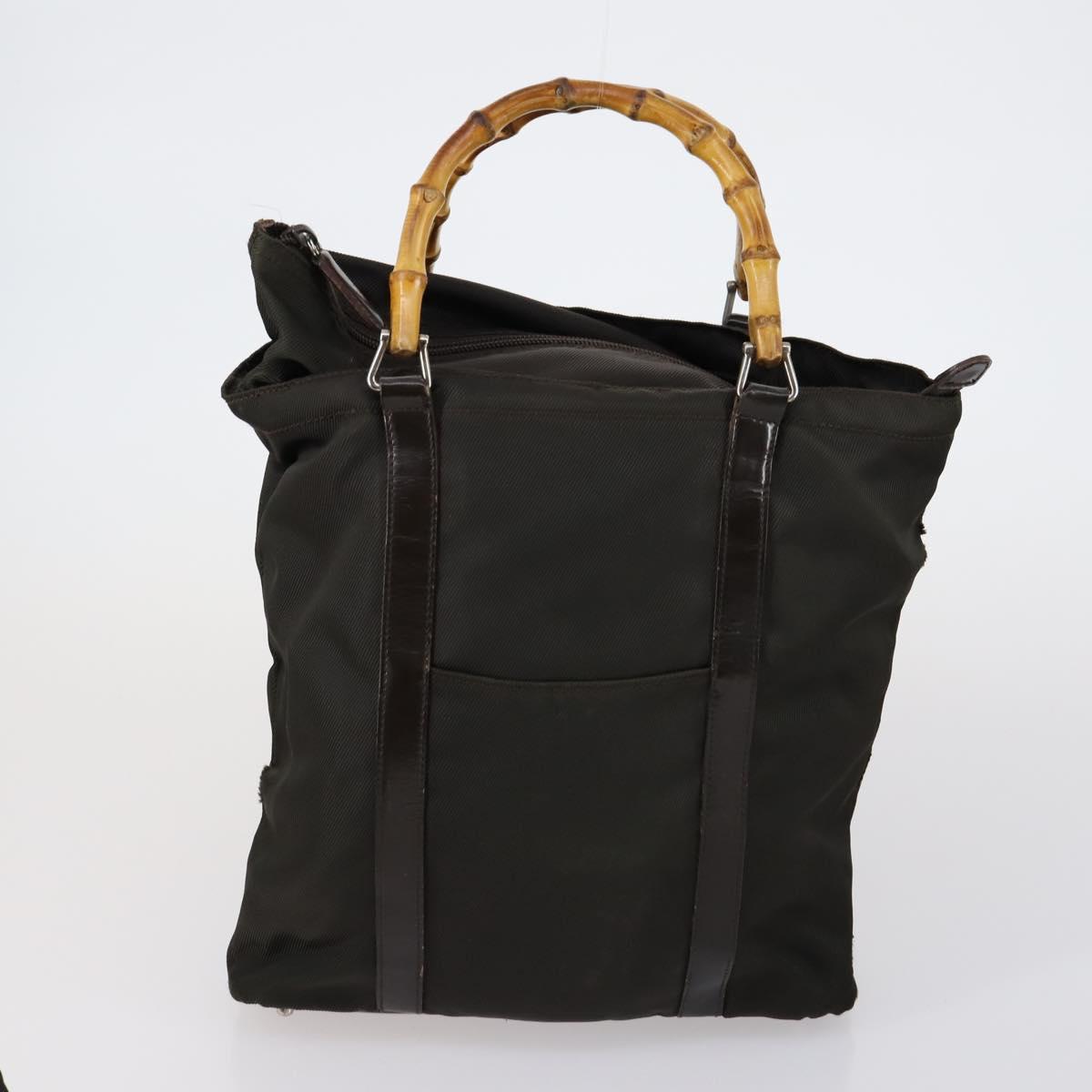 GUCCI Hand Bag Nylon Patent 4 Set Khaki Black Auth 154547