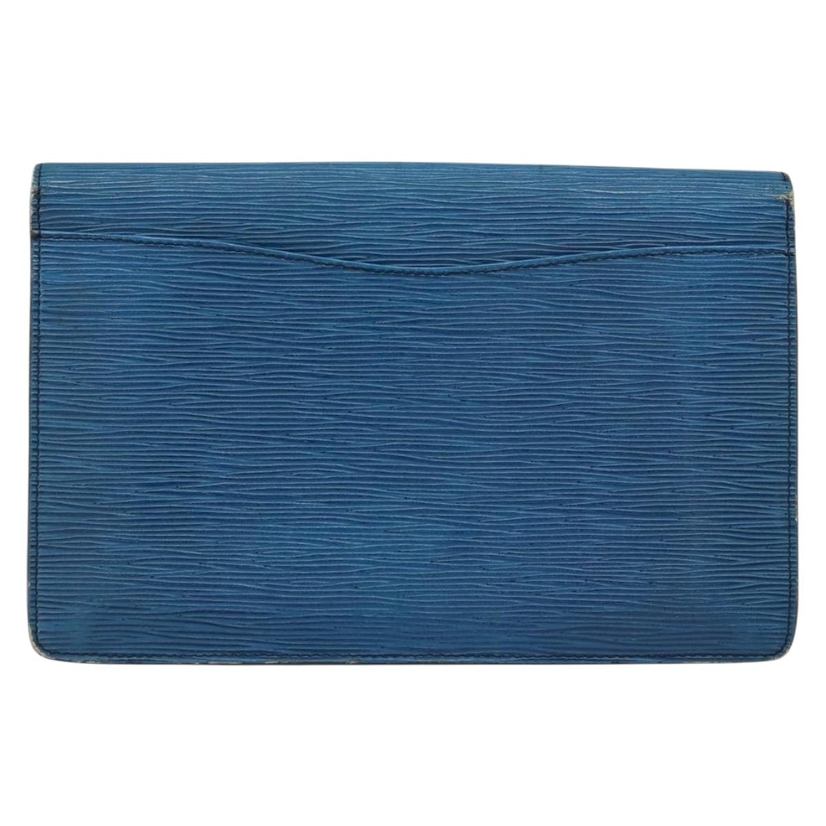 LOUIS VUITTON Epi Montaigne 27 Clutch Bag Blue M52655 LV Auth 154577