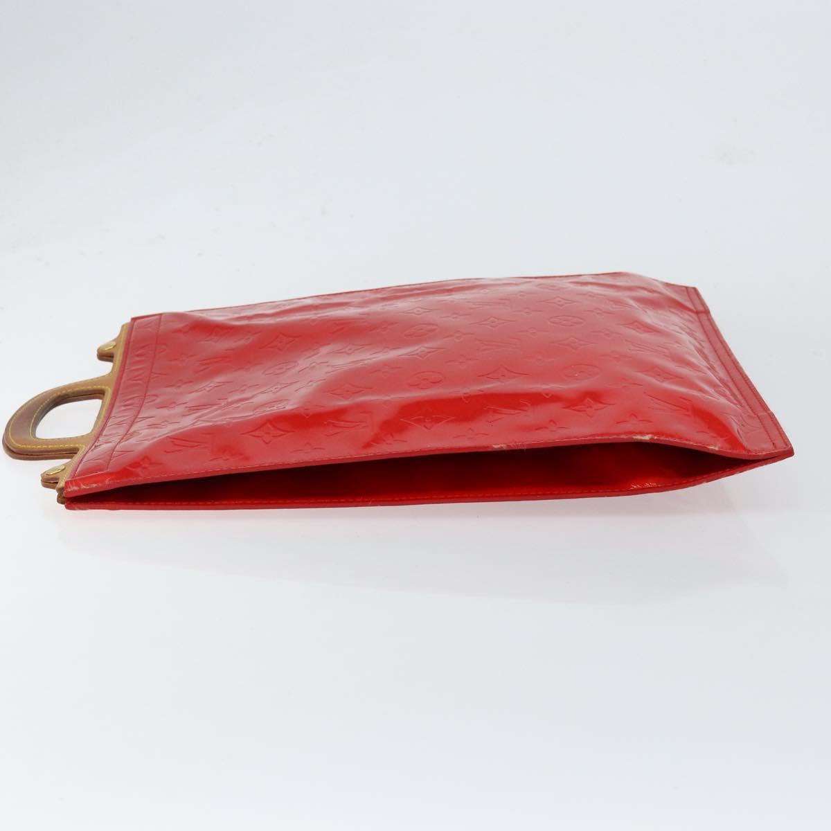 LOUIS VUITTON Monogram Vernis Stanton Tote Bag Red M91078 LV Auth 154578