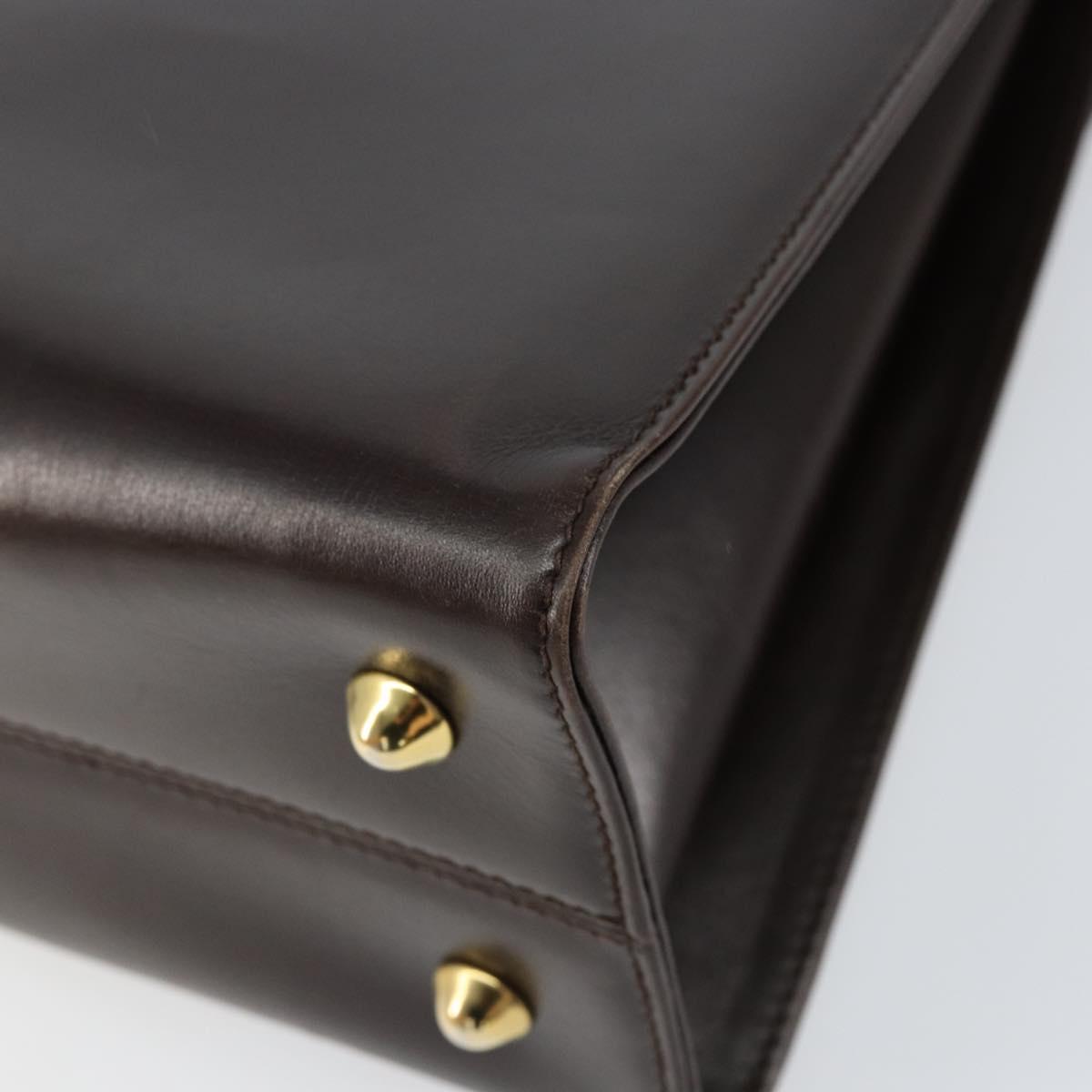 BALLY Hand Bag Leather Brown Gold Auth 154579