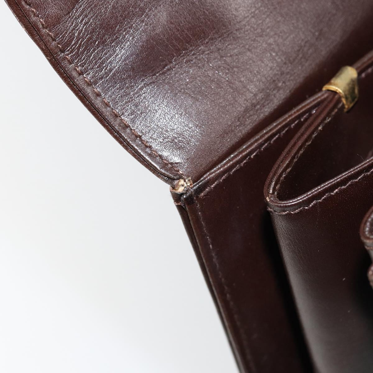 BALLY Hand Bag Leather Brown Gold Auth 154579