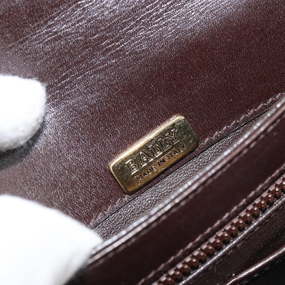 BALLY Hand Bag Leather Brown Gold Auth 154579