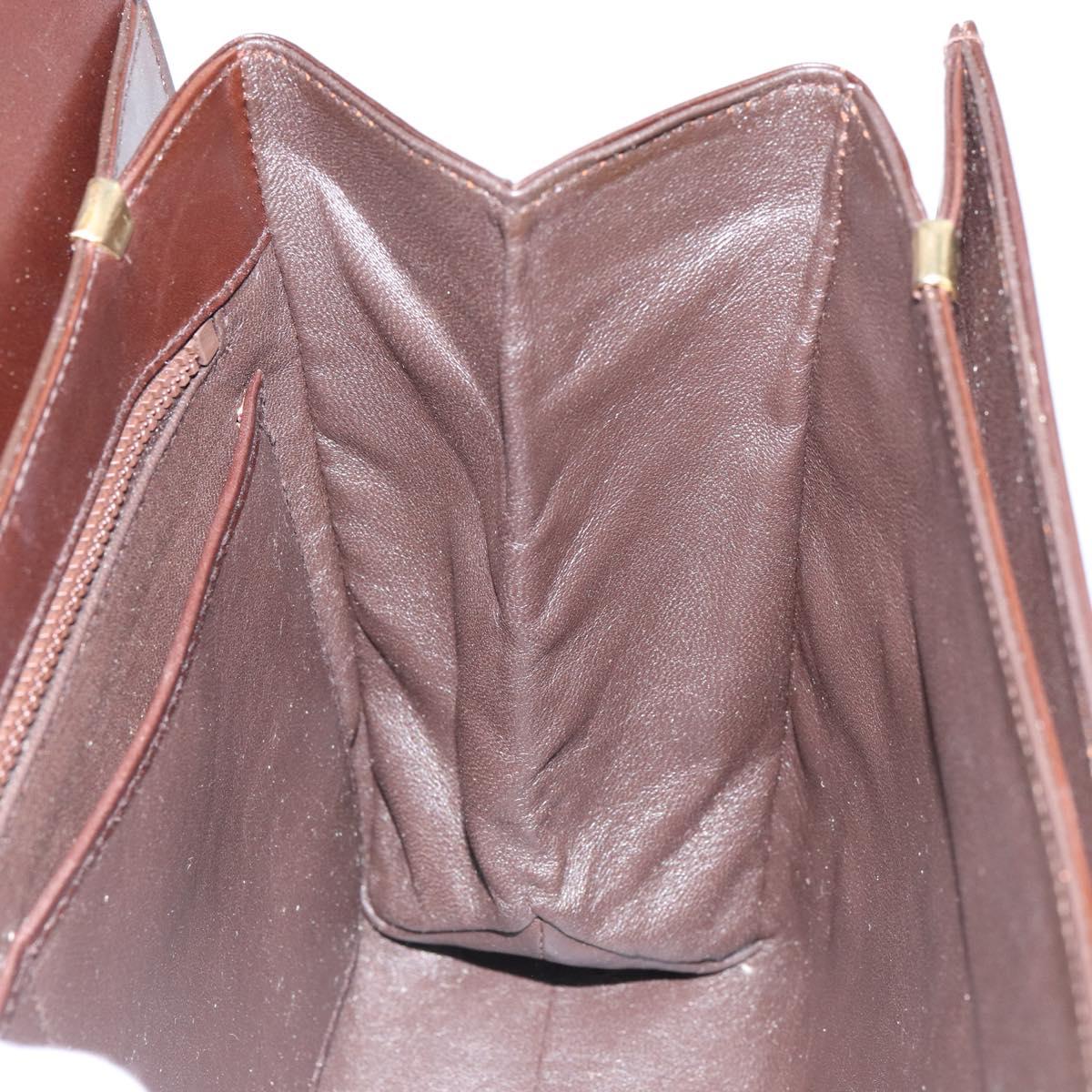 BALLY Hand Bag Leather Brown Gold Auth 154579