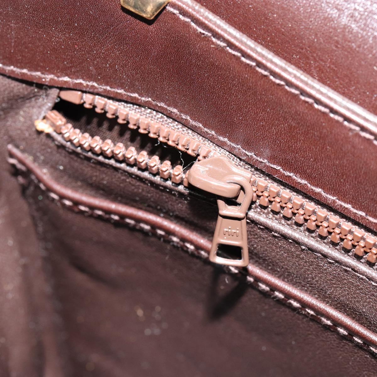 BALLY Hand Bag Leather Brown Gold Auth 154579