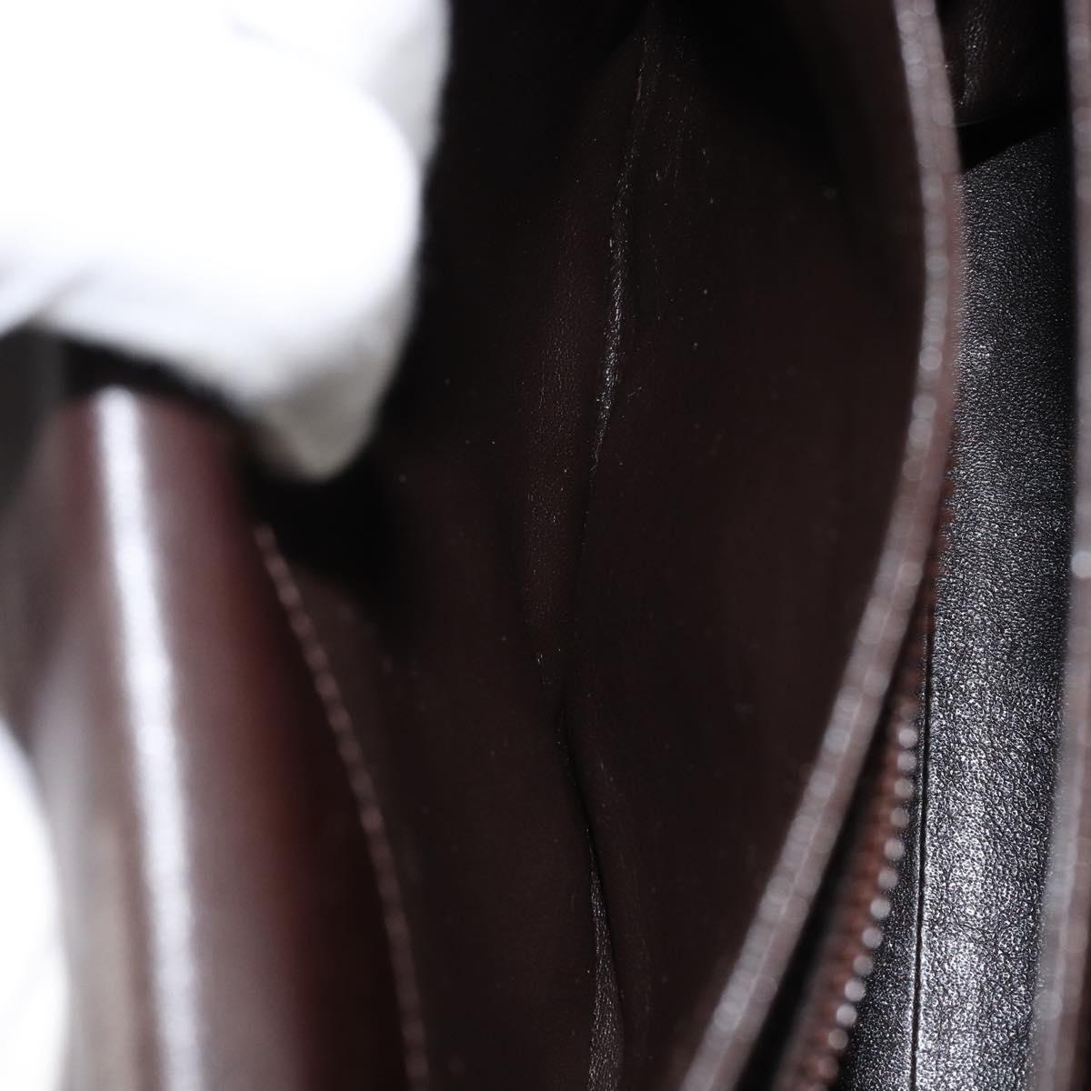 BALLY Hand Bag Leather Brown Gold Auth 154579