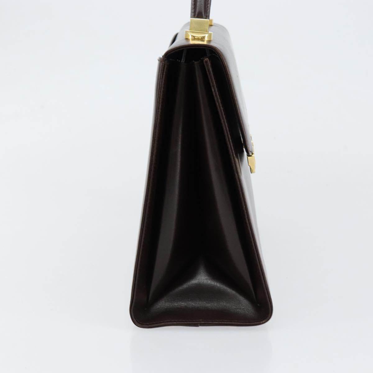 BALLY Hand Bag Leather Brown Gold Auth 154579