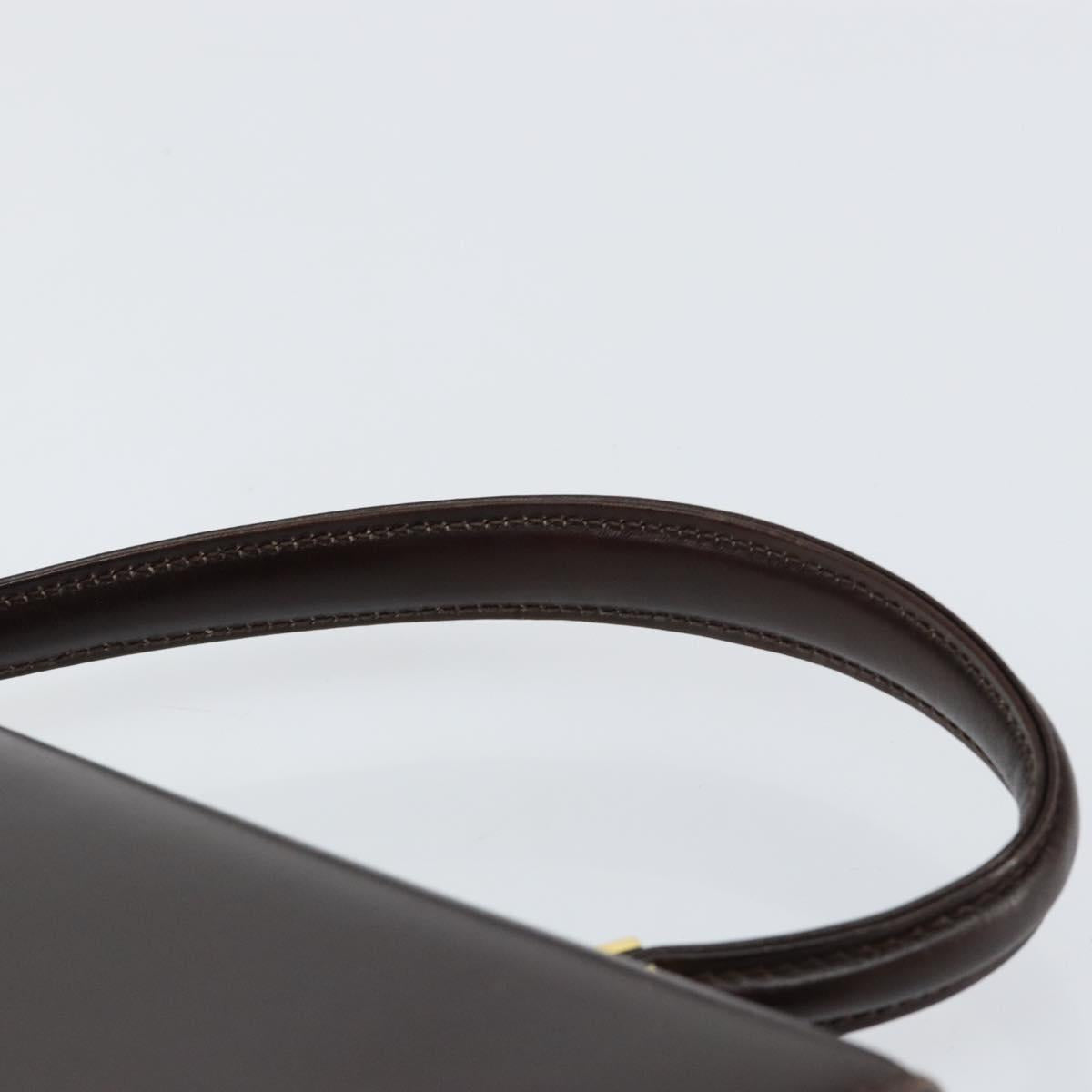 BALLY Hand Bag Leather Brown Gold Auth 154579