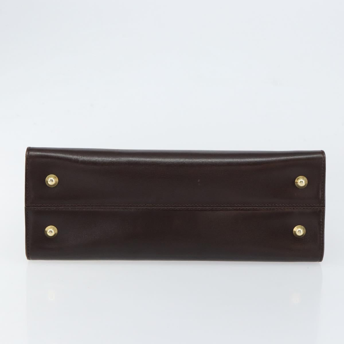 BALLY Hand Bag Leather Brown Gold Auth 154579