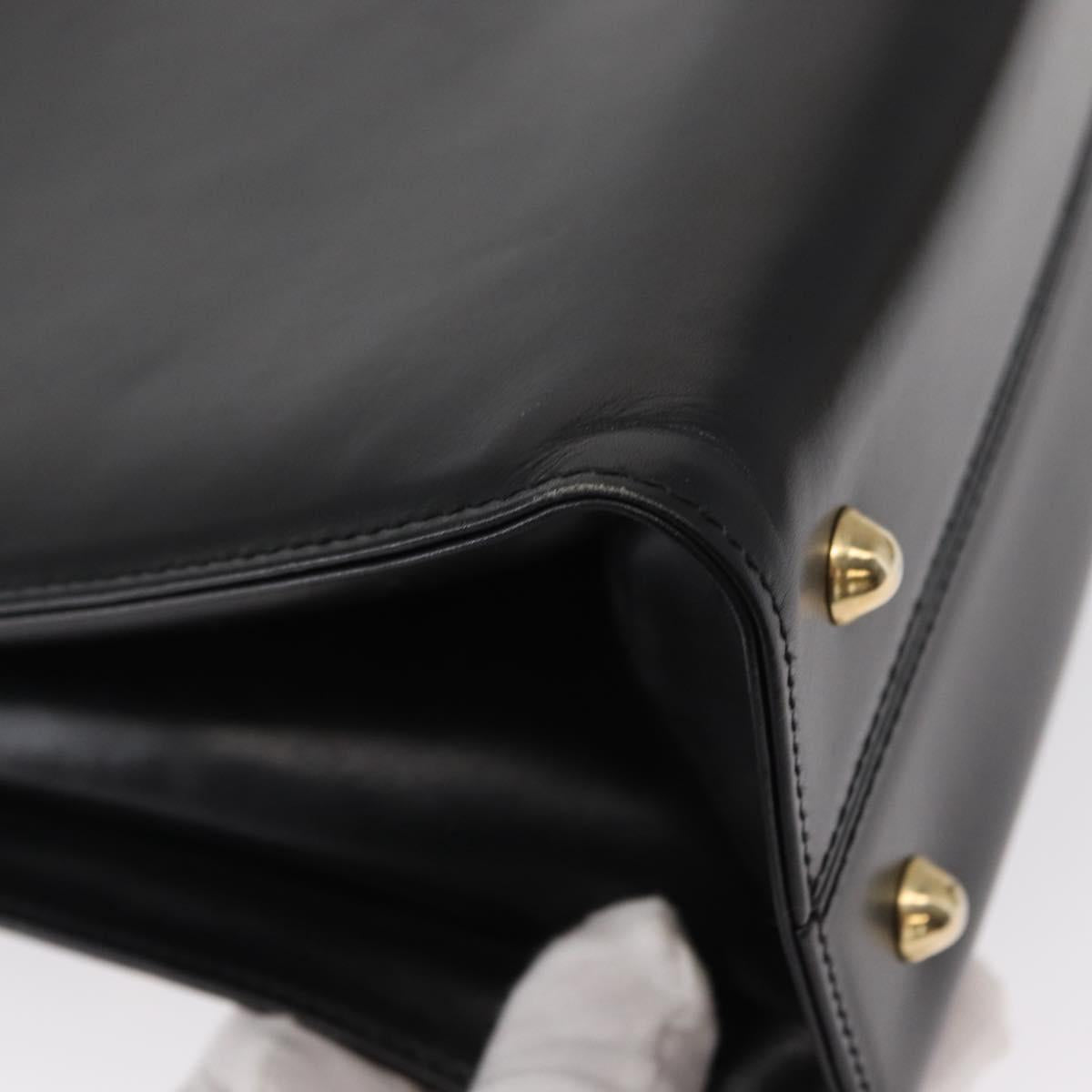 BALLY Hand Bag Leather Black Gold Auth 154580