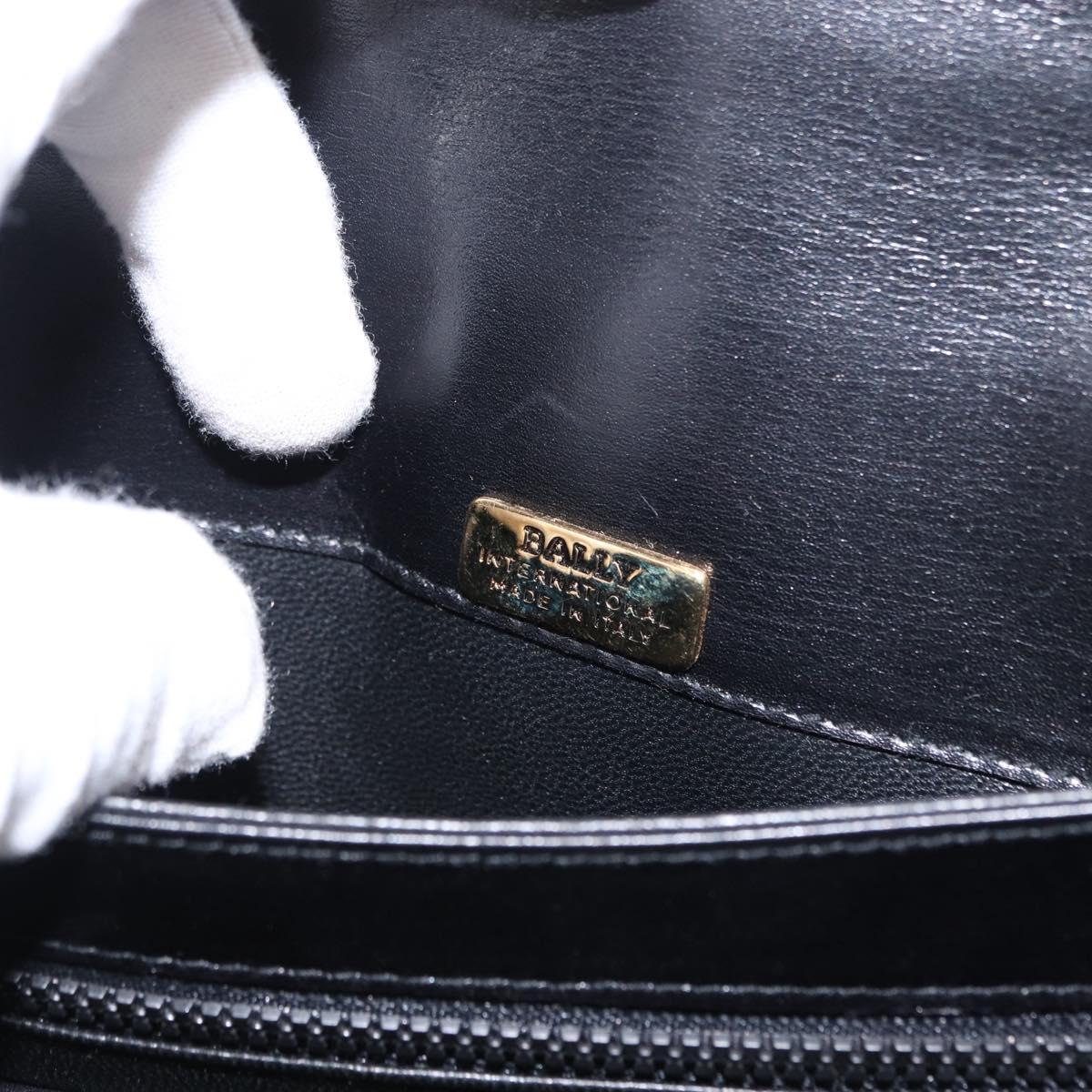 BALLY Hand Bag Leather Black Gold Auth 154580