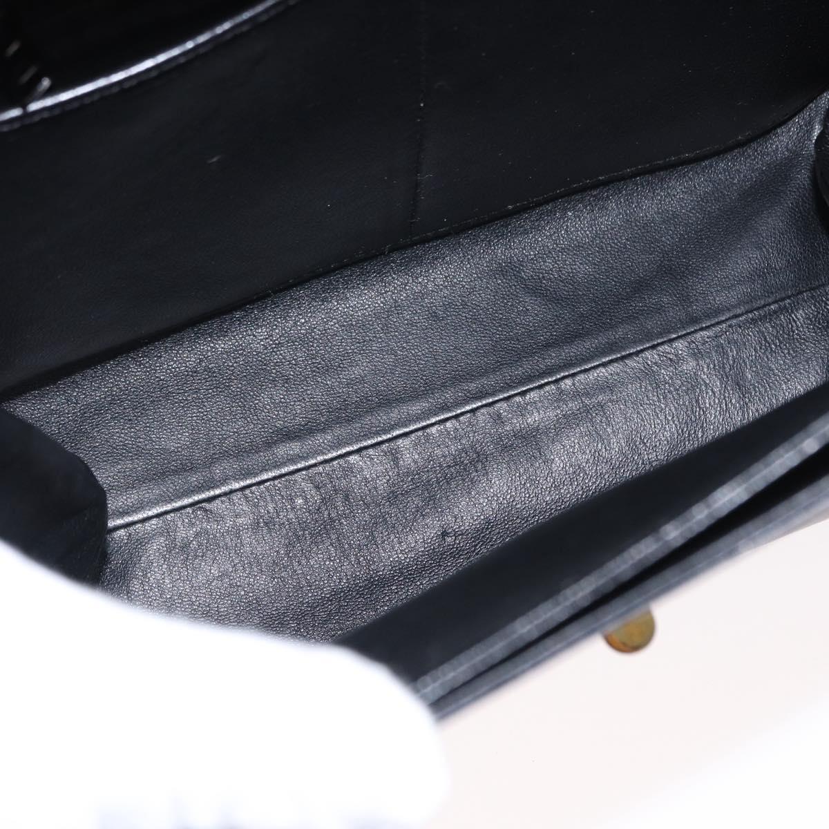 BALLY Hand Bag Leather Black Gold Auth 154580