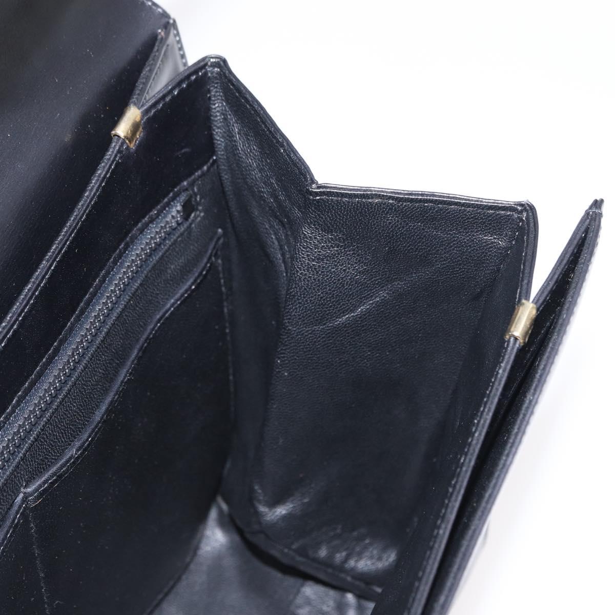 BALLY Hand Bag Leather Black Gold Auth 154580