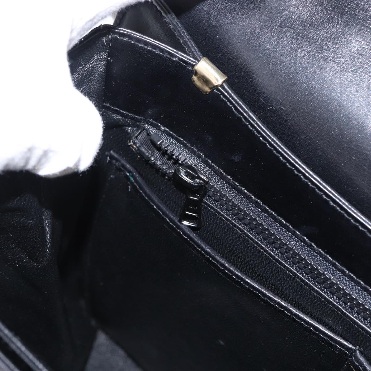 BALLY Hand Bag Leather Black Gold Auth 154580