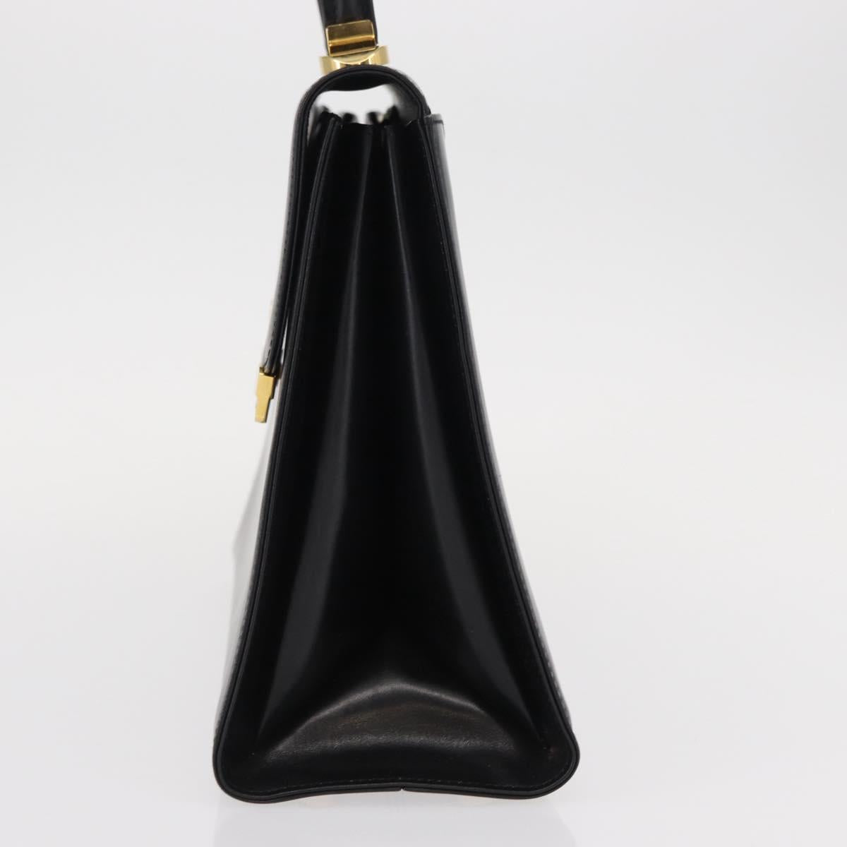 BALLY Hand Bag Leather Black Gold Auth 154580