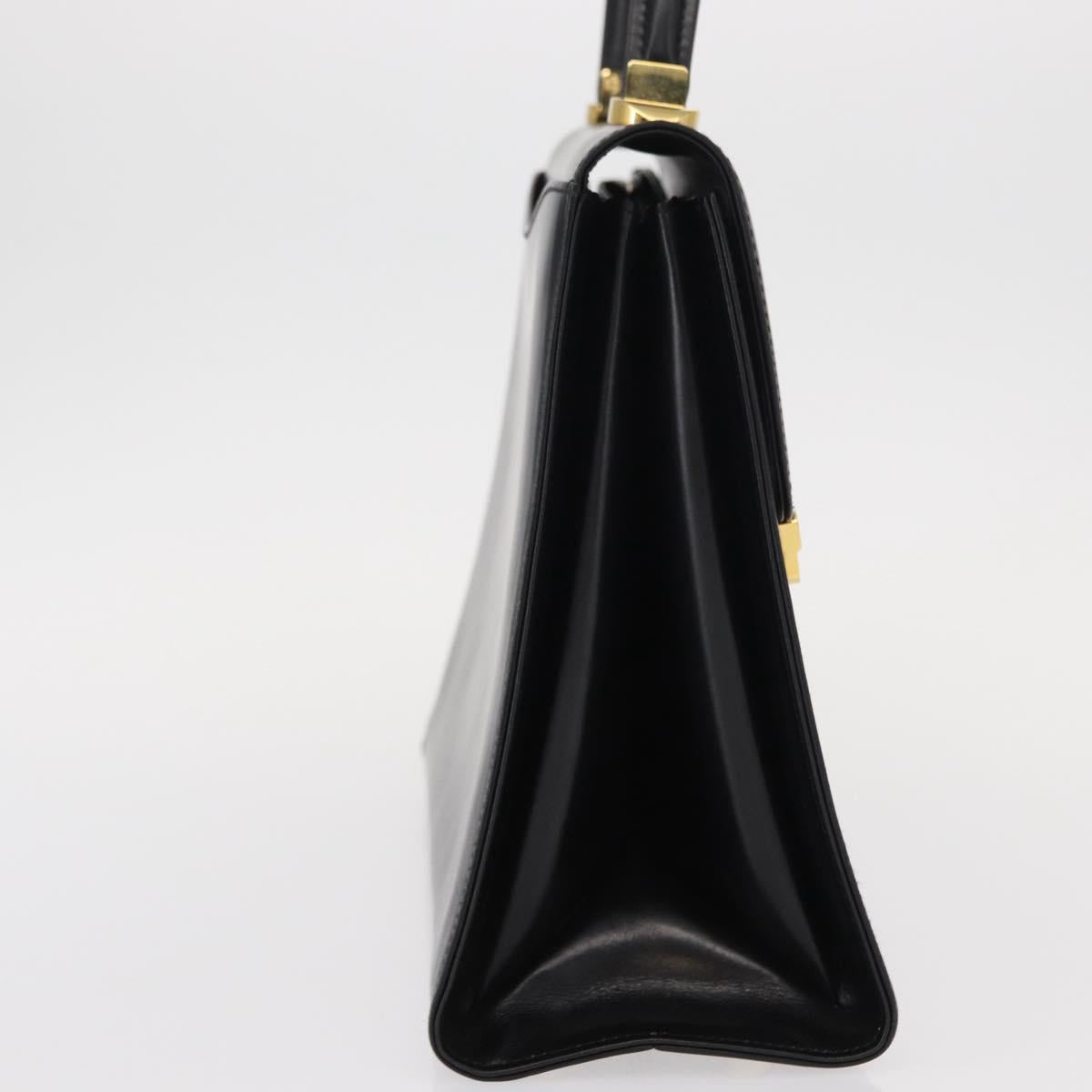 BALLY Hand Bag Leather Black Gold Auth 154580