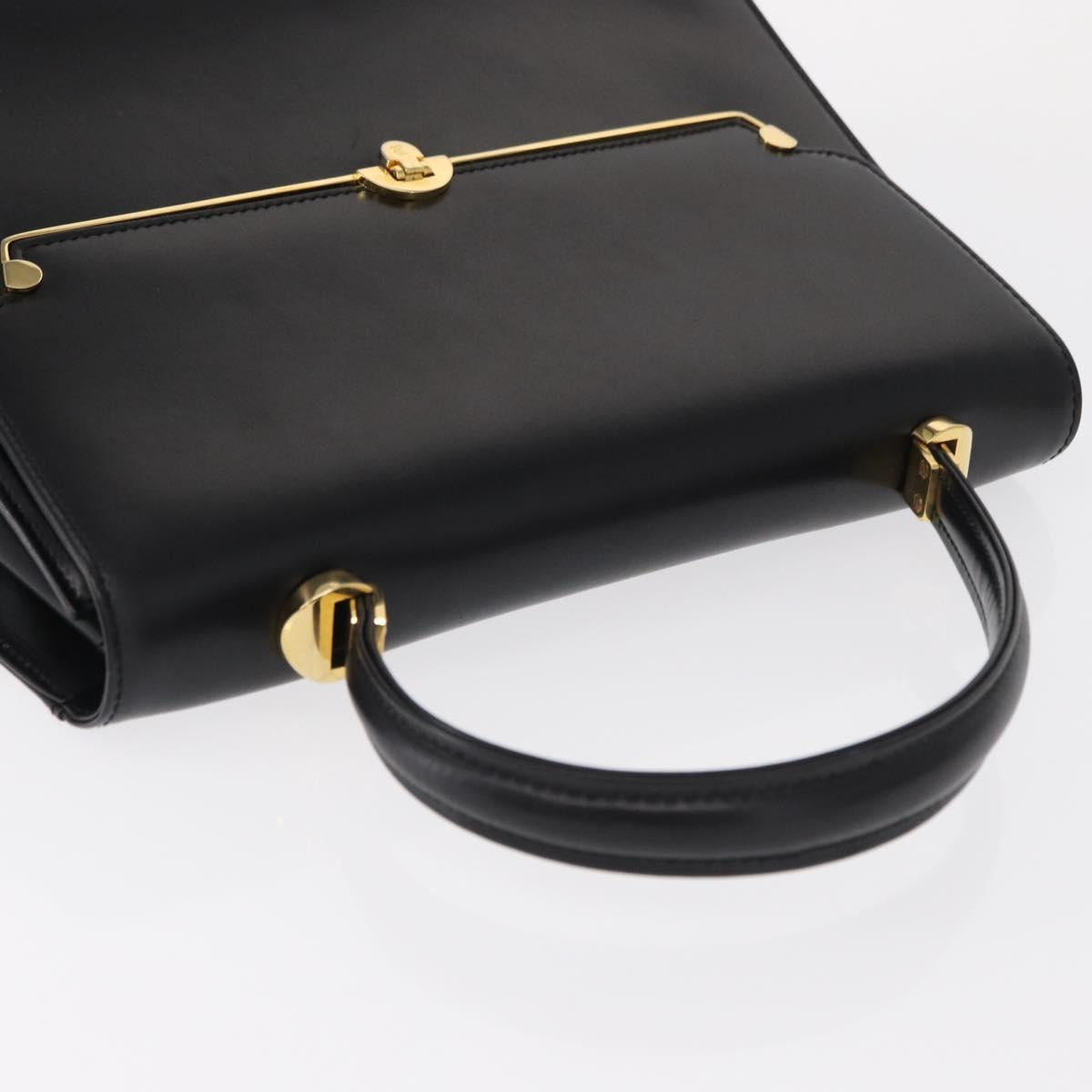 BALLY Hand Bag Leather Black Gold Auth 154580