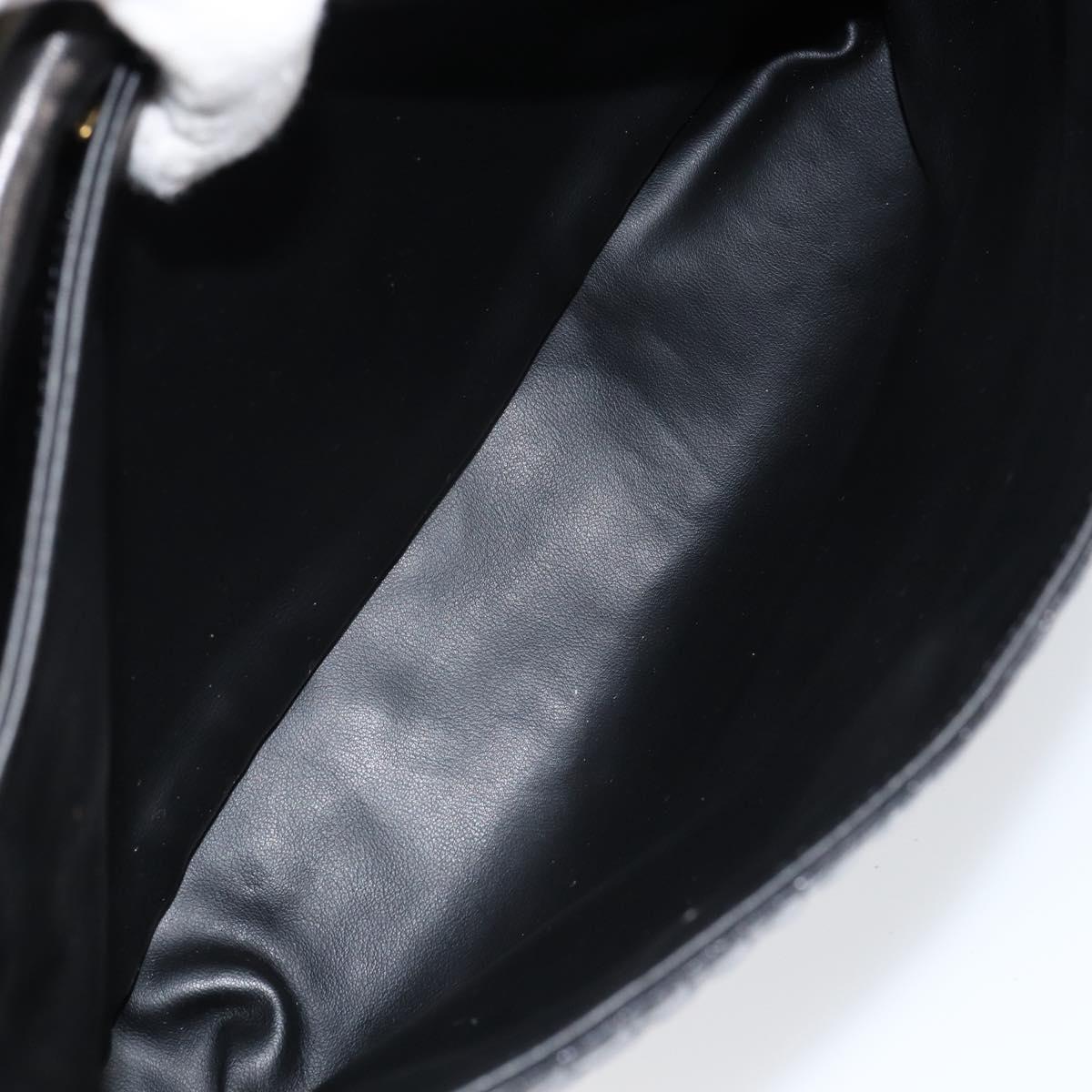 BALLY Quilted Hand Bag Leather Black gold Auth 154581