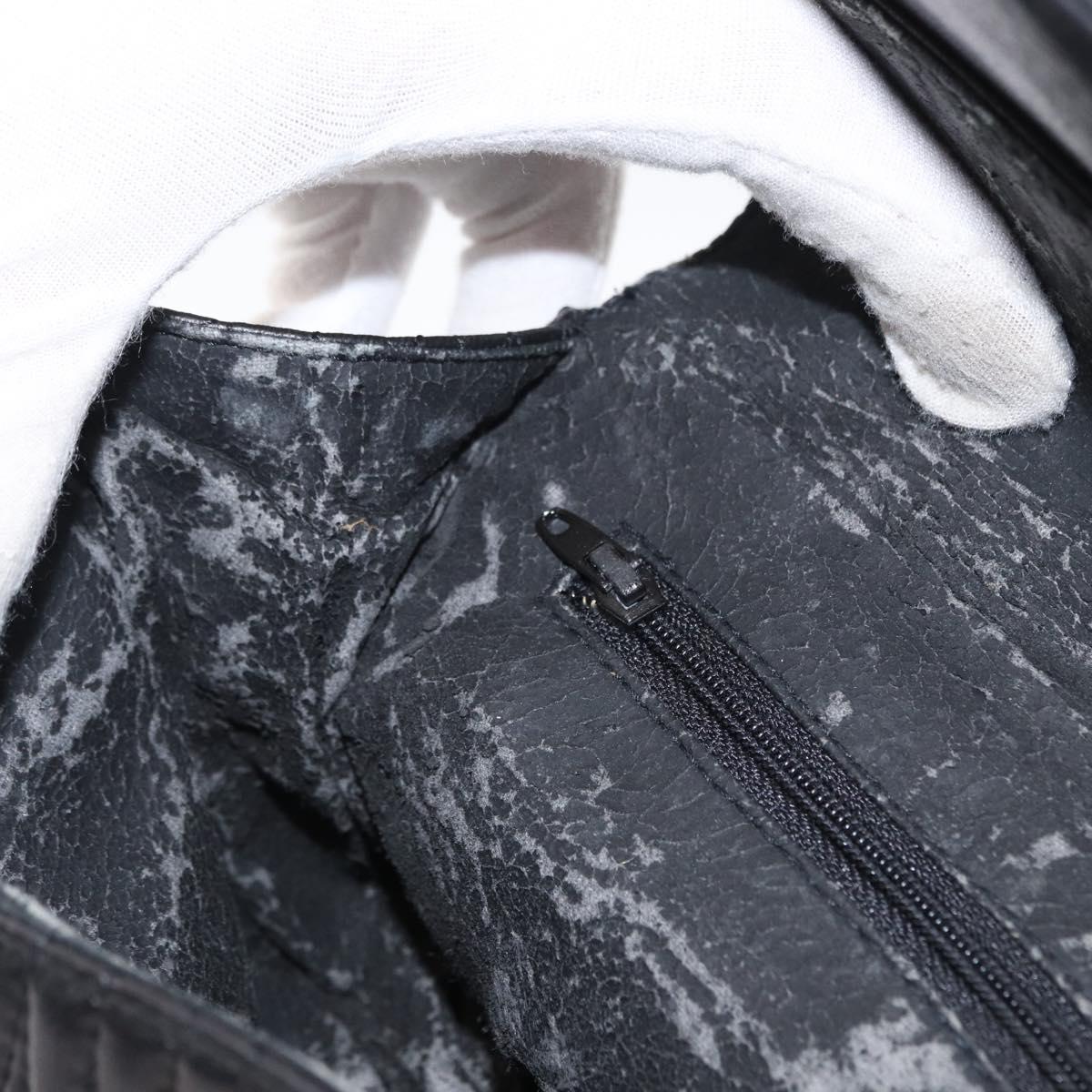 BALLY Quilted Chain Shoulder Bag Leather Black Gold Auth 154582